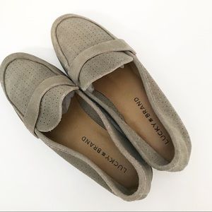 Lucky Brand Taupe Suede Loafers